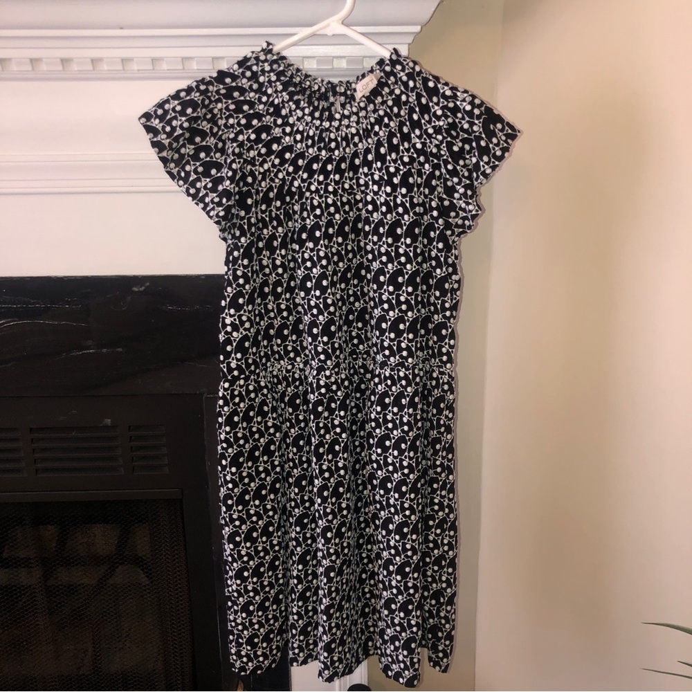 Sophisticated Black Loft Mini Dress with Ruffle Sleeves